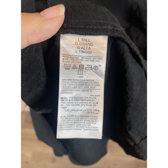 Old Navy Black Shirt Dress Size L Tall Button Front Drapey Cutouts Blackjack - Picture 3 of 9